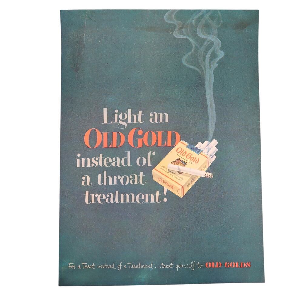 Old Gold Cigarette Magazine Advertisement 1940s Tobacciana Throat Treatment